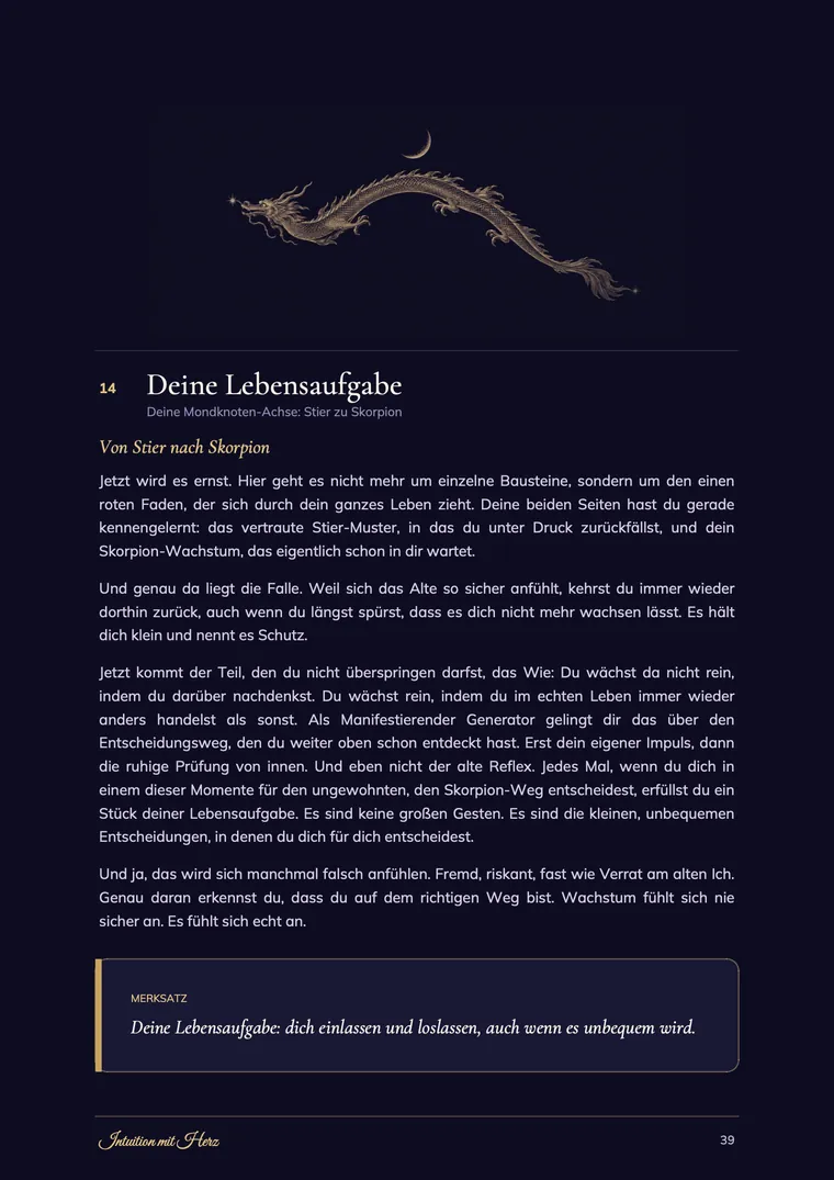 Beispiel-Bauplan, Seite 39: Deine Lebensaufgabe
